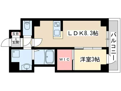 マキシブクロスエサカ(1LDK/3階)の間取り写真
