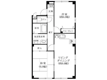 サンライズ徳田(2LDK/2階)の間取り写真