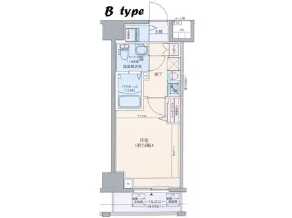 グランドロアール南巽(1K/8階)の間取り写真