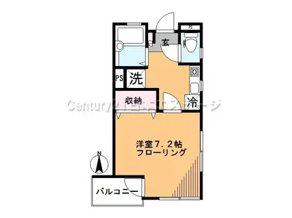 モワソン(1K/1階)の間取り写真