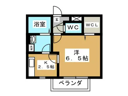 クローバーハウスC(1K/1階)の間取り写真