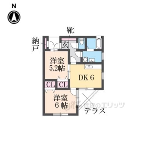 リゼ公文名(2DK/1階)の間取り写真