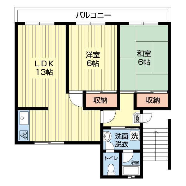 フロンティア西山台(2LDK/3階)の間取り写真