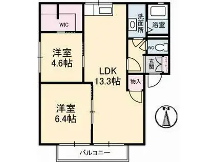 エイティー隅本 A棟(2LDK/2階)の間取り写真