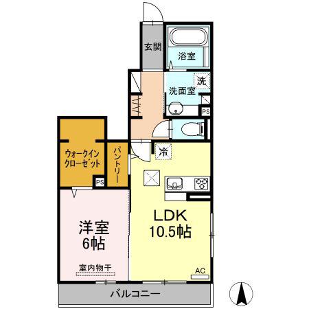 イーストパレス B(1LDK/1階)の間取り写真