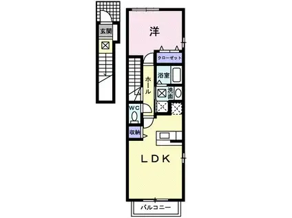 パラッツオI(1LDK/2階)の間取り写真