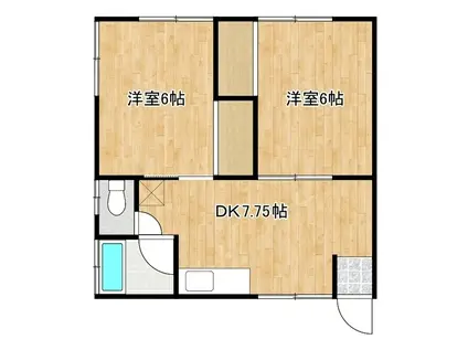 ハイツ百合B棟(2DK/1階)の間取り写真