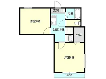 コーポ高松II(2K/2階)の間取り写真