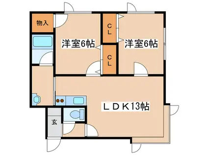 ベルソワレ1号館(2LDK/1階)の間取り写真