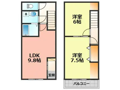 MAISONETTE ASANO(2LDK/1階)の間取り写真
