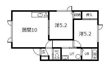 チョコハウスI(2LDK/2階)の間取り写真