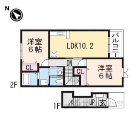 アガパンサスⅠ(2LDK/2階)の間取り写真