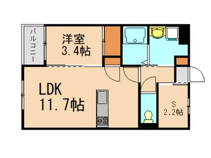 ベルオロール大善寺(1SLDK/1階)の間取り写真