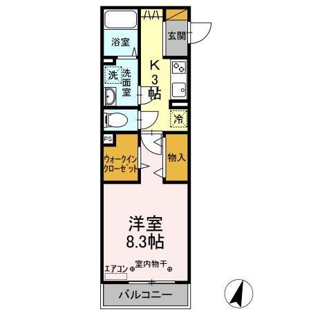 ヴェルデカーサ(1K/3階)の間取り写真