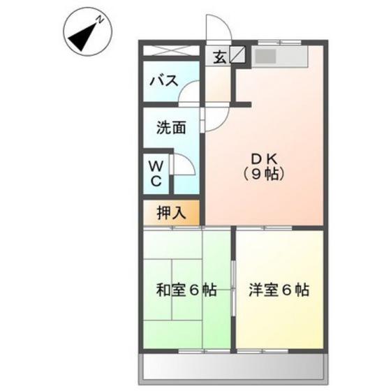 エイトハウスB(2DK/1階)の間取り写真