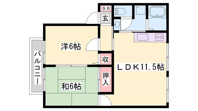 チェスナット(2LDK/1階)の間取り写真
