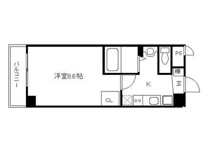 パルティール四条(1K/3階)の間取り写真