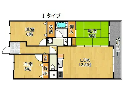 サワー・ドゥー住之江公園(3LDK/5階)の間取り写真