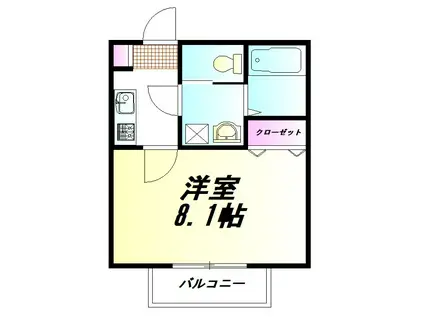 キャメル川越藤間2(1K/1階)の間取り写真