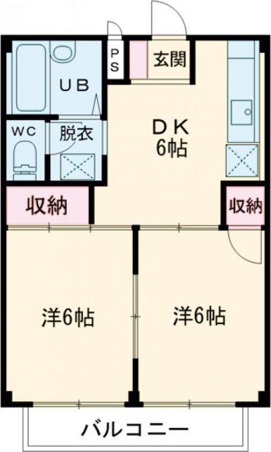 ハイツ岡(2DK/2階)の間取り写真