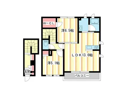 SHAMAISON TORIMI(2LDK/2階)の間取り写真