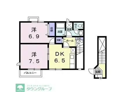 プリュジュールII(2DK/2階)の間取り写真