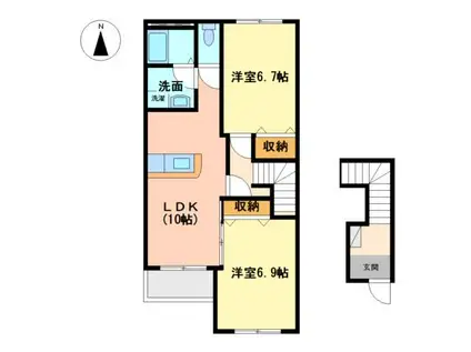 マルラニハレ(2LDK/2階)の間取り写真