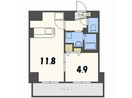 ウエスト10(1LDK/10階)の間取り写真