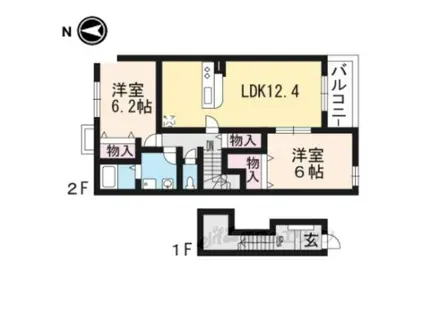 トゥー・ル・モンド(2LDK/2階)の間取り写真