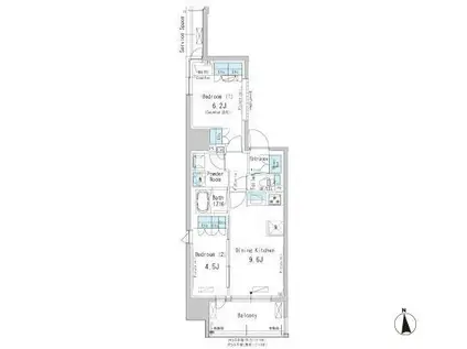 パークアクシス新御徒町イースト(2DK/4階)の間取り写真