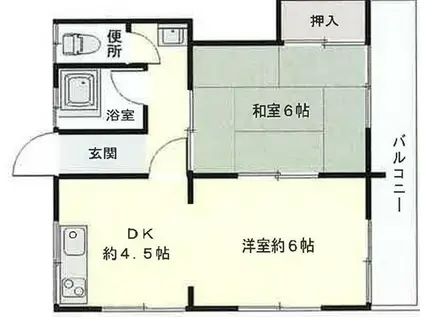 グリーンハイツ 北棟(2DK/2階)の間取り写真