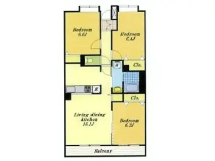 アソシエーション(3LDK/9階)の間取り写真