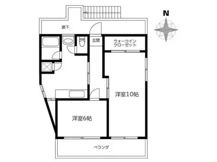 ブラウンスポット(2DK/4階)の間取り写真