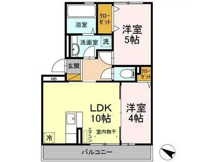 グランドゥールヒルII(2LDK/2階)の間取り写真