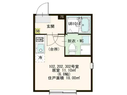 ハーモニーテラス北小岩XVII(ワンルーム/1階)の間取り写真