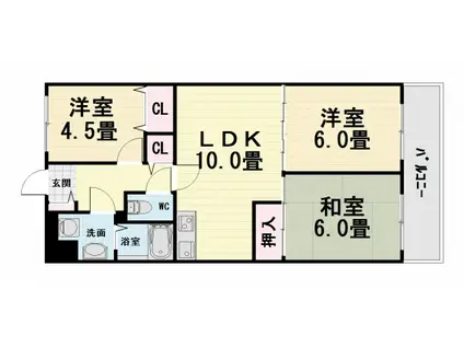パラディアンフレール(3LDK/2階)の間取り写真