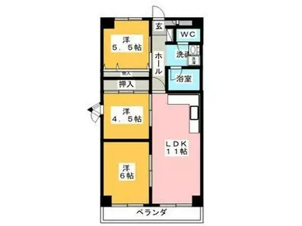 ファミーユ清須(3LDK/4階)の間取り写真