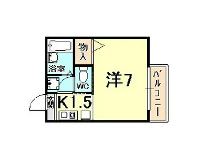 山戸ハイツB棟(1K/1階)の間取り写真