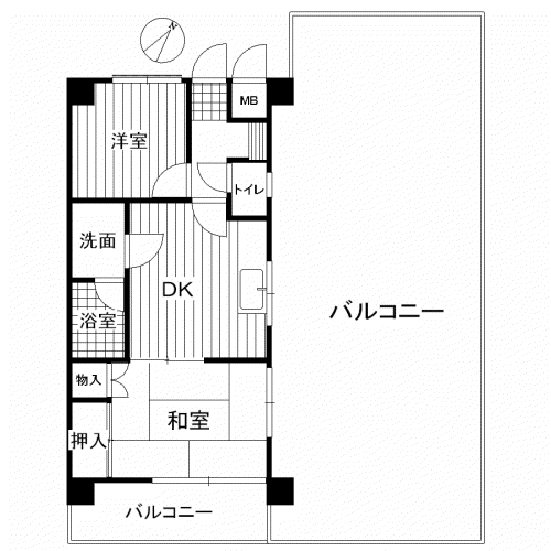ダイアパレス庚午中(2DK/4階)の間取り写真