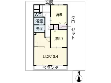 ファミール(2LDK/4階)の間取り写真