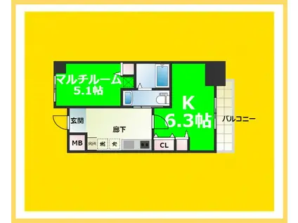 エステムプラザ難波イーストIIブレスト(2K/4階)の間取り写真