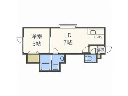 フリューブ ジョーヌI(1LDK/2階)の間取り写真