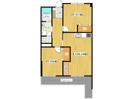 グランヴィア城南(2LDK/2階)の間取り写真