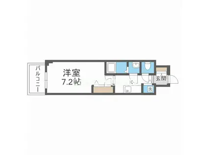 プランドール北浜(1K/11階)の間取り写真