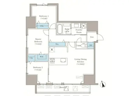 ヴィスタ西早稲田(3LDK/10階)の間取り写真