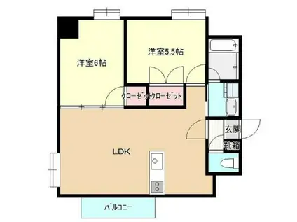 グリーンコート南熊本(2LDK/11階)の間取り写真