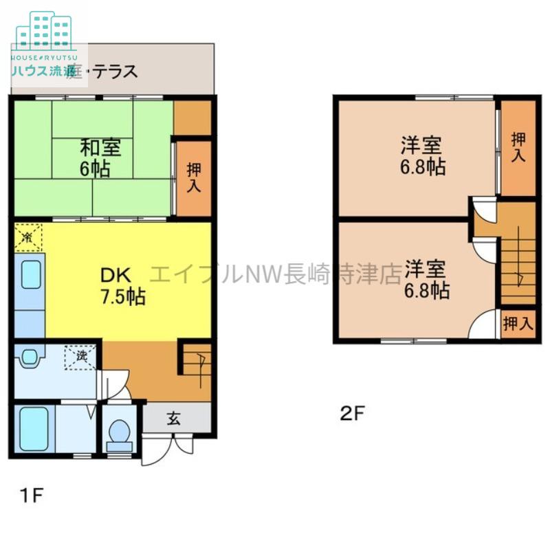 CASA VISTA B棟(3DK/1階)の間取り写真