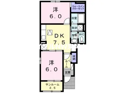 サンリットB(2DK/1階)の間取り写真