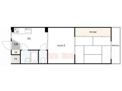 第61川辺ビル(1LDK/4階)の間取り写真