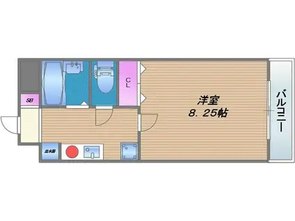 GRAND TOWER森之宮 サウス(1K/5階)の間取り写真